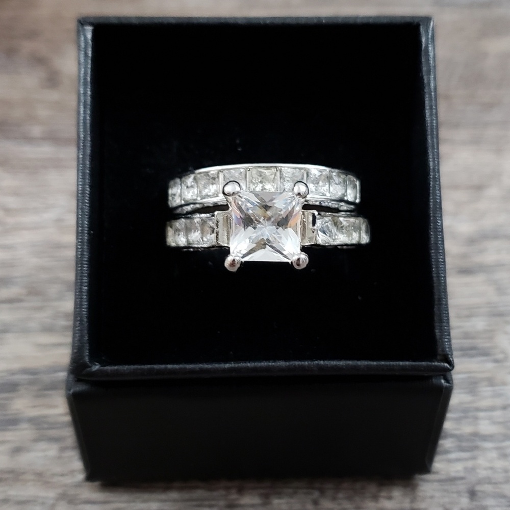 ↠SALE↞Silver Wedding | Engagement Sapphire Ring